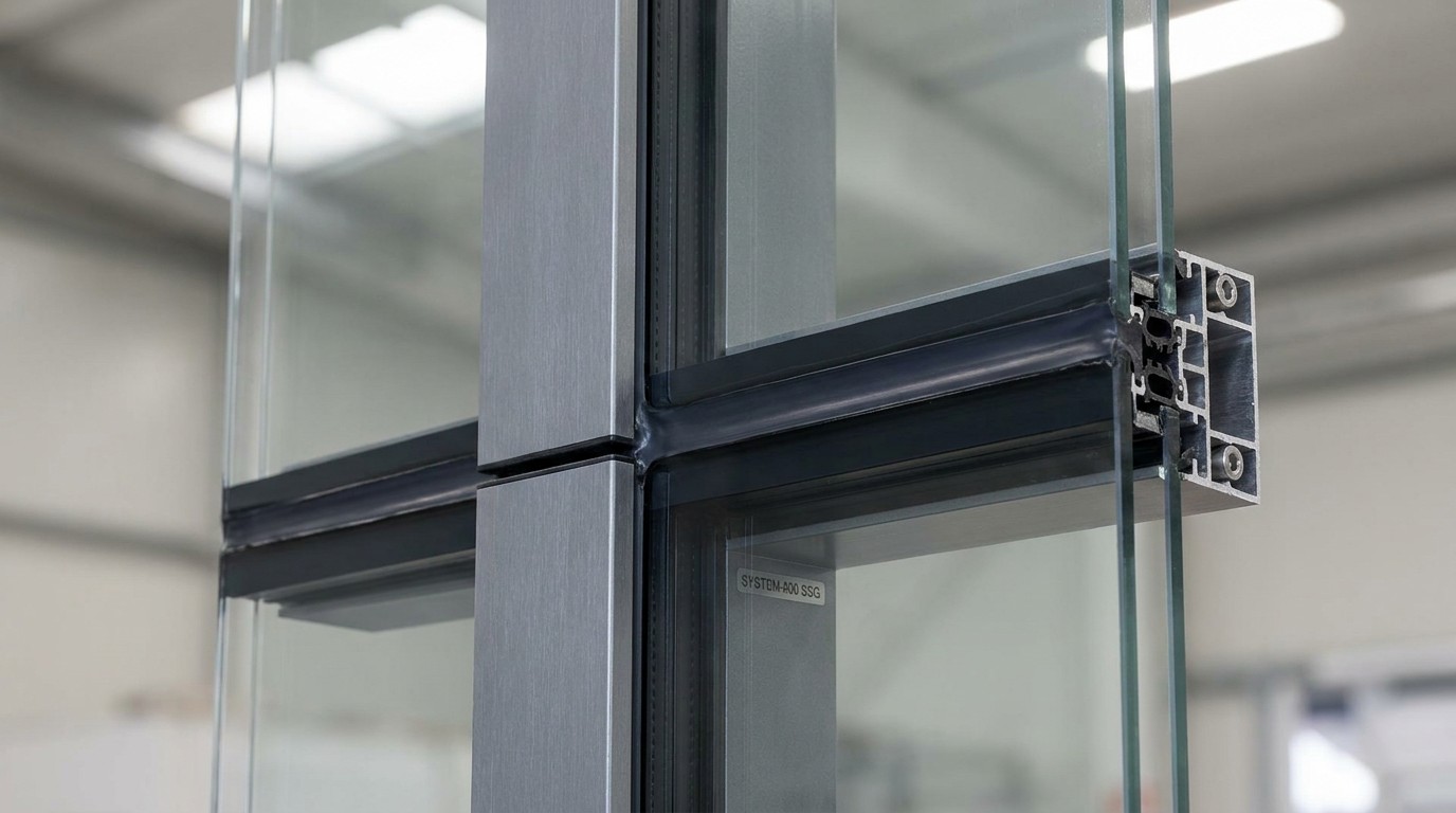 Structural Glazing and Aluminum Mullion Detail