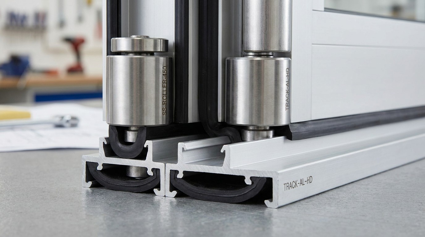 Heavy-Duty Aluminum Folding Door Roller Detail