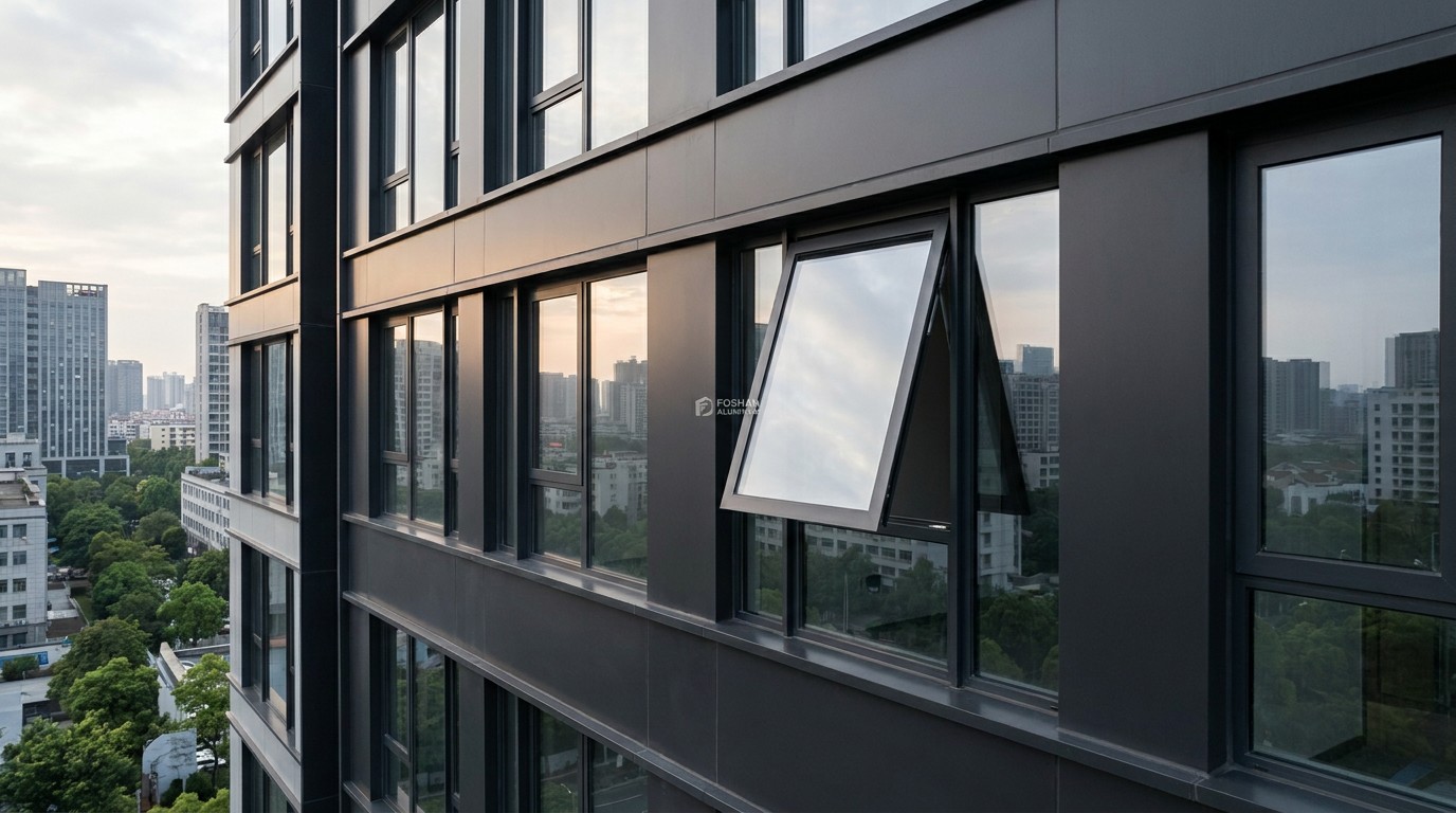 Foshan High-Rise Modern Aluminum Awning Window Scene