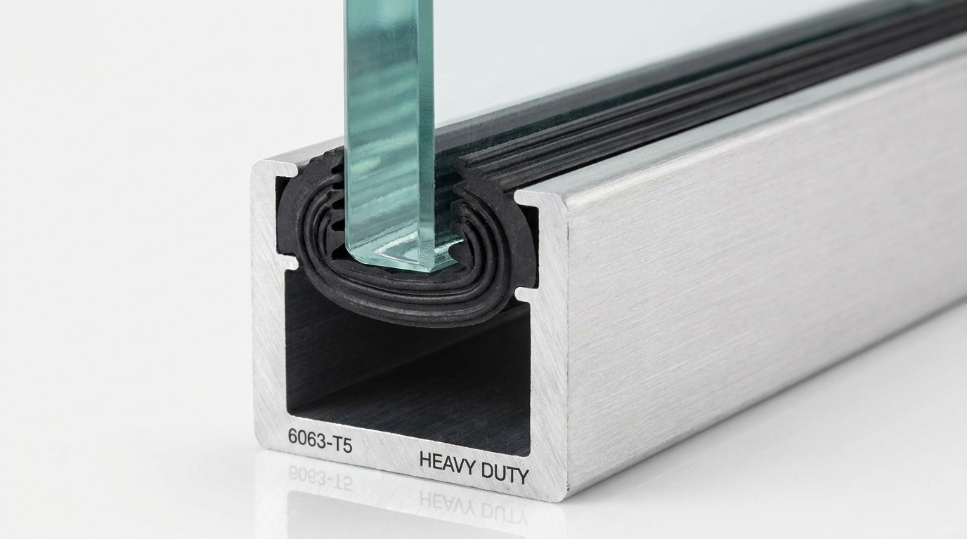 Aluminum Glass Railing Base Channel Detail