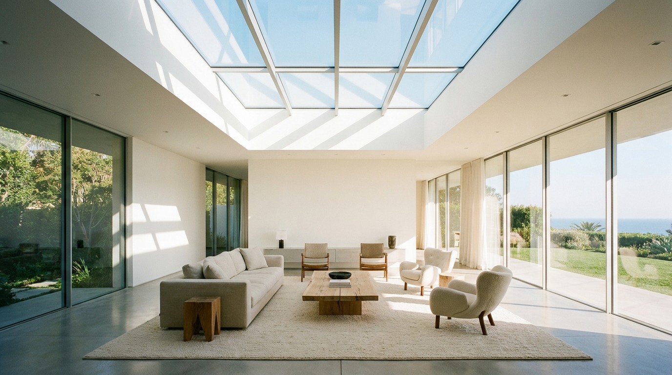 Luxury Living Room with Architectural Skylights