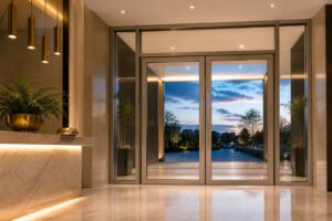 Hotel Entrance Aluminum Glass Double Doors in China: Panic-Bar Case Study