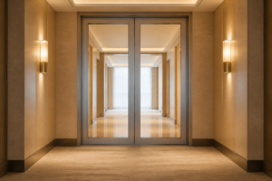 Fire Rated Aluminum Glass Double Doors in China: EW and EI Integrity